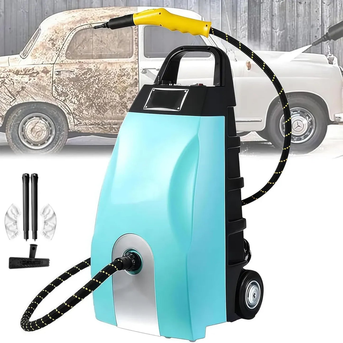 Nettoyeur Vapeur Portable 3000W 3.5L, Vapeur Haute Température, Pression 4-5 Bars, Débit Réglable, Idéal Maison, Voiture, Cuisine, Bleu
