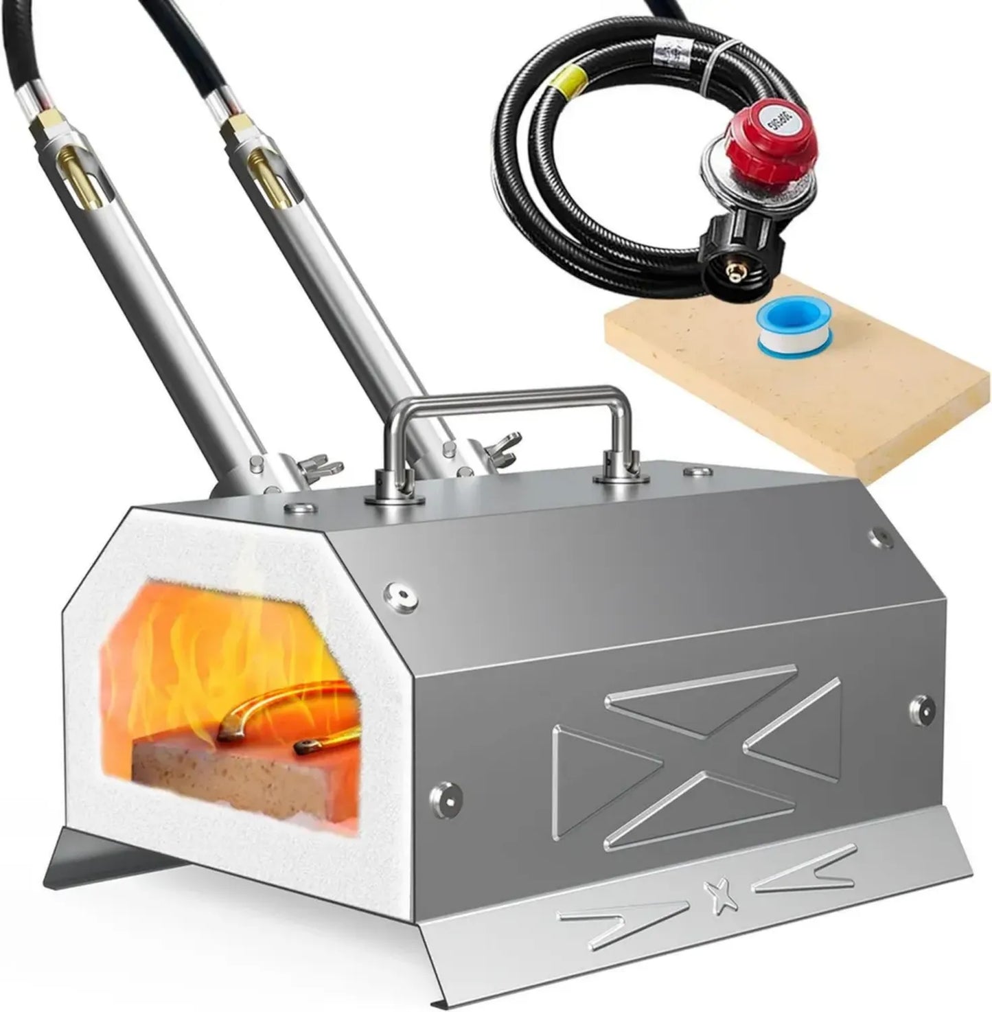 Ensemble de forge au propane avec régulateur 30 PSI, acier inoxydable, idéal pour coutellerie et forgeage (2 brûleurs)