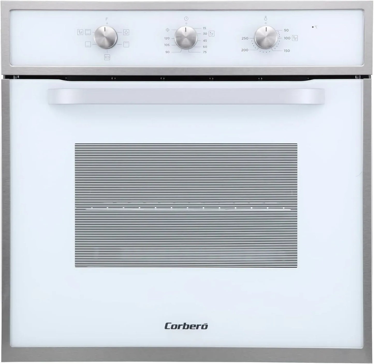 Four Encastrable Corberó - 70L, Blanc, Inox, Hydrolyse, 4 Programmes, Éclairage LED, Double Porte, Classe A