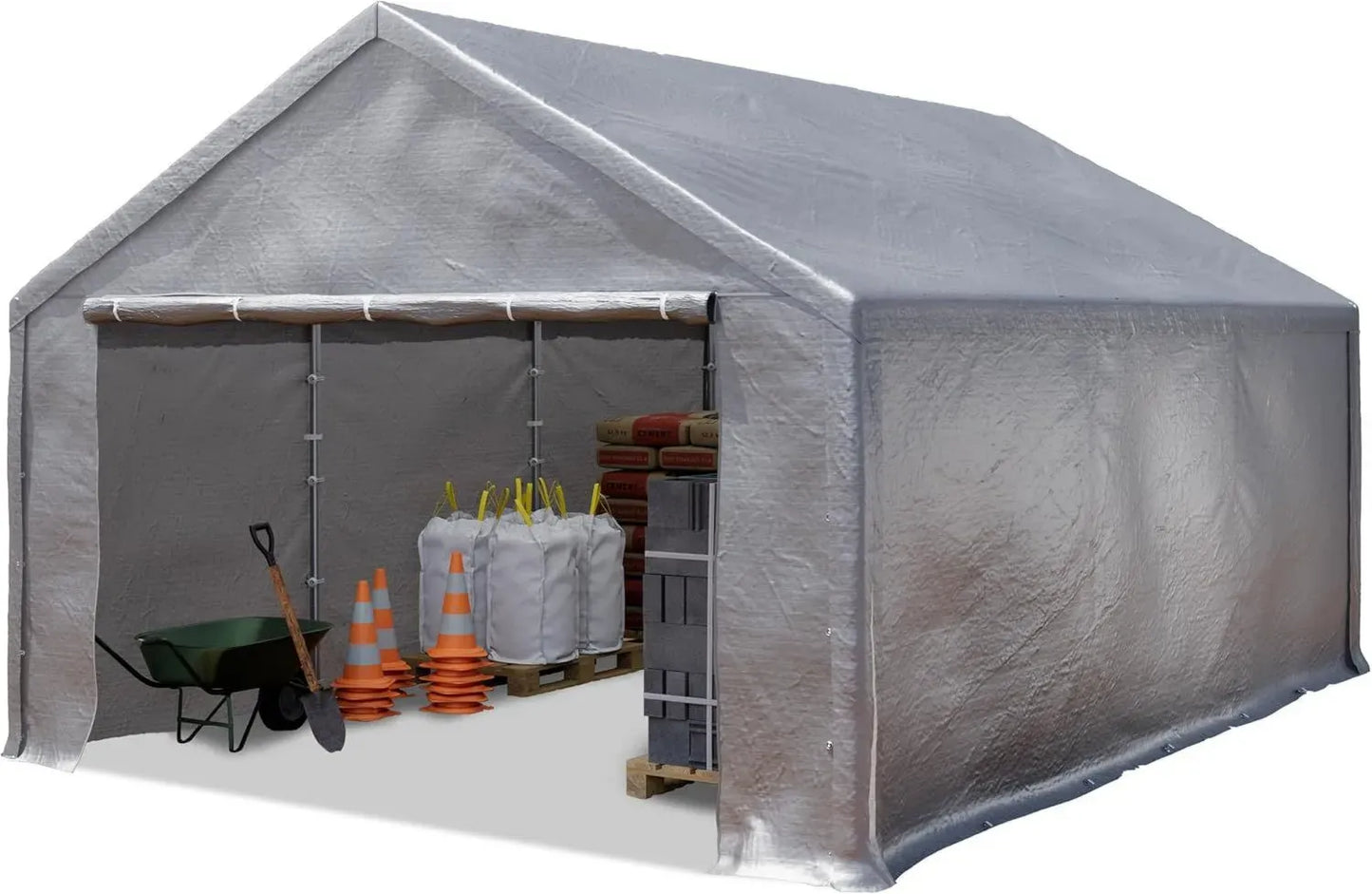 Abri de Stockage 3x6m Gris Étanche PE 350N