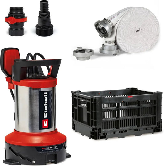 Pompe Submersible Einhell GE-DP 7535 N LL ECO, 750W, Particules Ø35mm, Débit Max 18500 l/h, Inclus Tuyau 10m