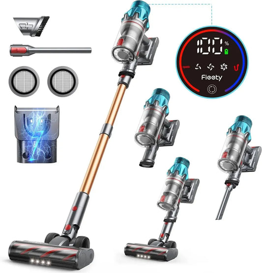 Aspirateur Balai Sans Fil 550W, Puissance 45 kPa, Autonomie 60 min, Station de Charge Murale, Écran Tactile, 6 en 1