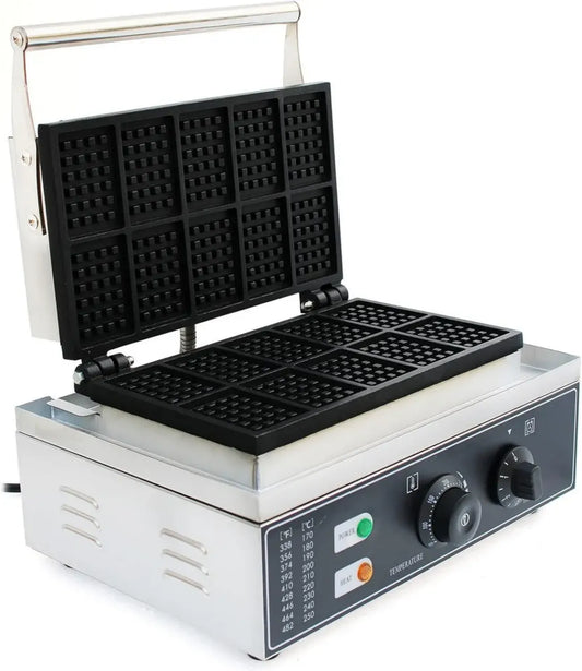 Gaufrier Professionnel en Inox 1550W - Contrôle Température et Temps