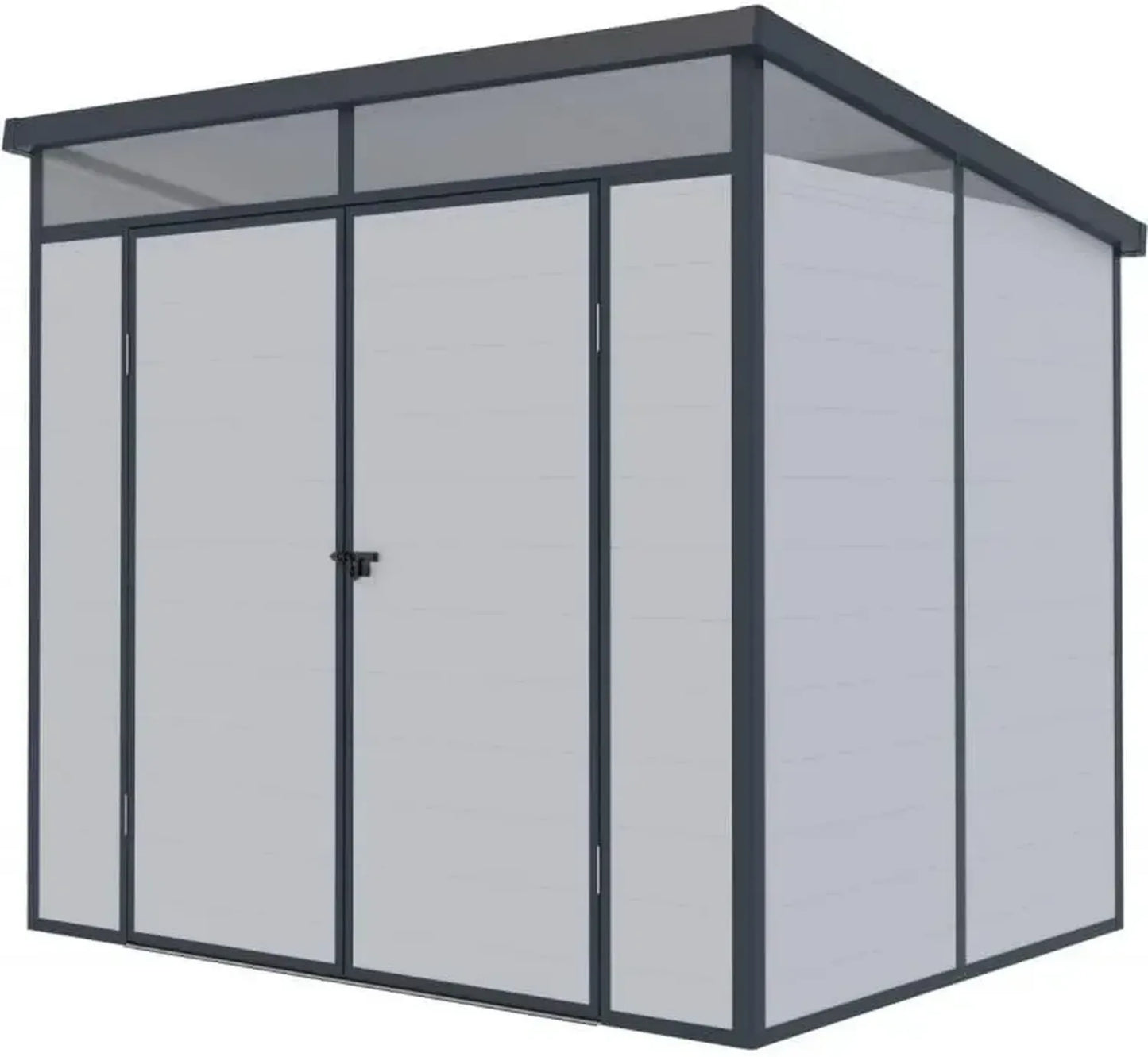 Abri de Jardin en Résine 4,10m² Gris avec Toit Plat et Plancher Inclus