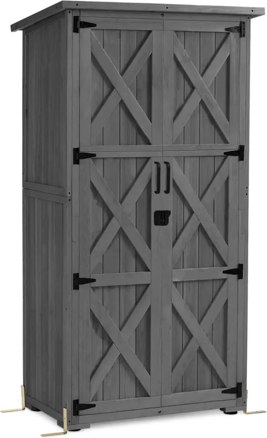 Armoire de Jardin en Bois Résistante aux Intempéries pour Balcon et Terrasse, 55x90x169cm, Gris