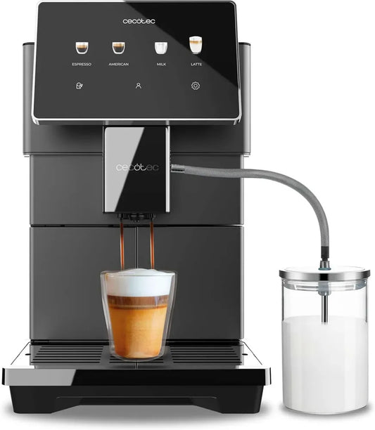 Cafetière Superautomatique Cecotec Cremmaet Tempo, Écran TFT 7', 13 Recettes, 6 Profils, 1350W, 19 Bars, Broyeur 9 Niveaux