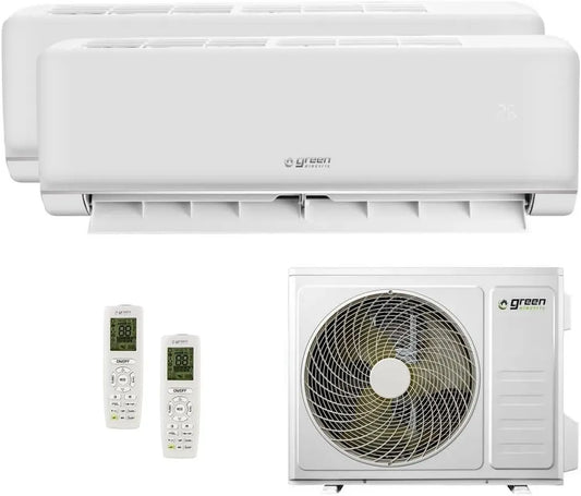 Climatiseur Dual Split 9000+18000 BTU, Wi-Fi, R32, Classe A++/A+, 2 Unités Intérieures, 1 Extérieure, Télécommande et Application