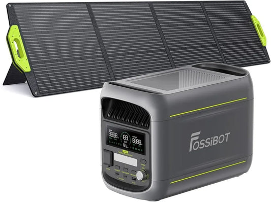 FOSSIBOT F1800 Générateur Portable 1024Wh avec Panneau Solaire 200W, Batterie LiFePO4 1800W, Recharge Rapide, Mode Économie Énergétique, BMS pour Aventures