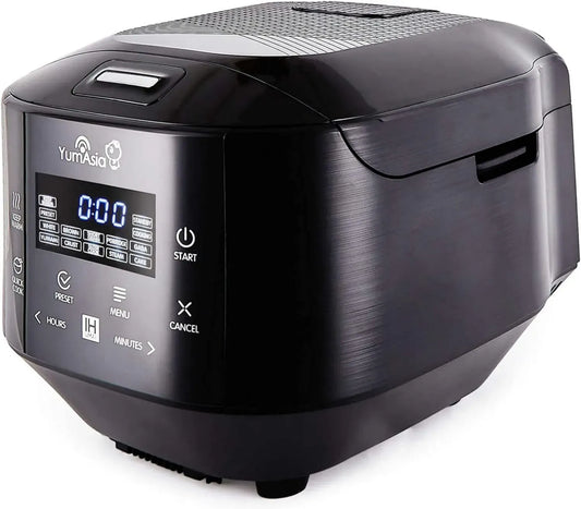 Yum Asia Bamboo Cuiseur à Riz à Induction, Bol Céramique, Multifonctions, Écran LED, 220-240V EU, Noir Anthracite